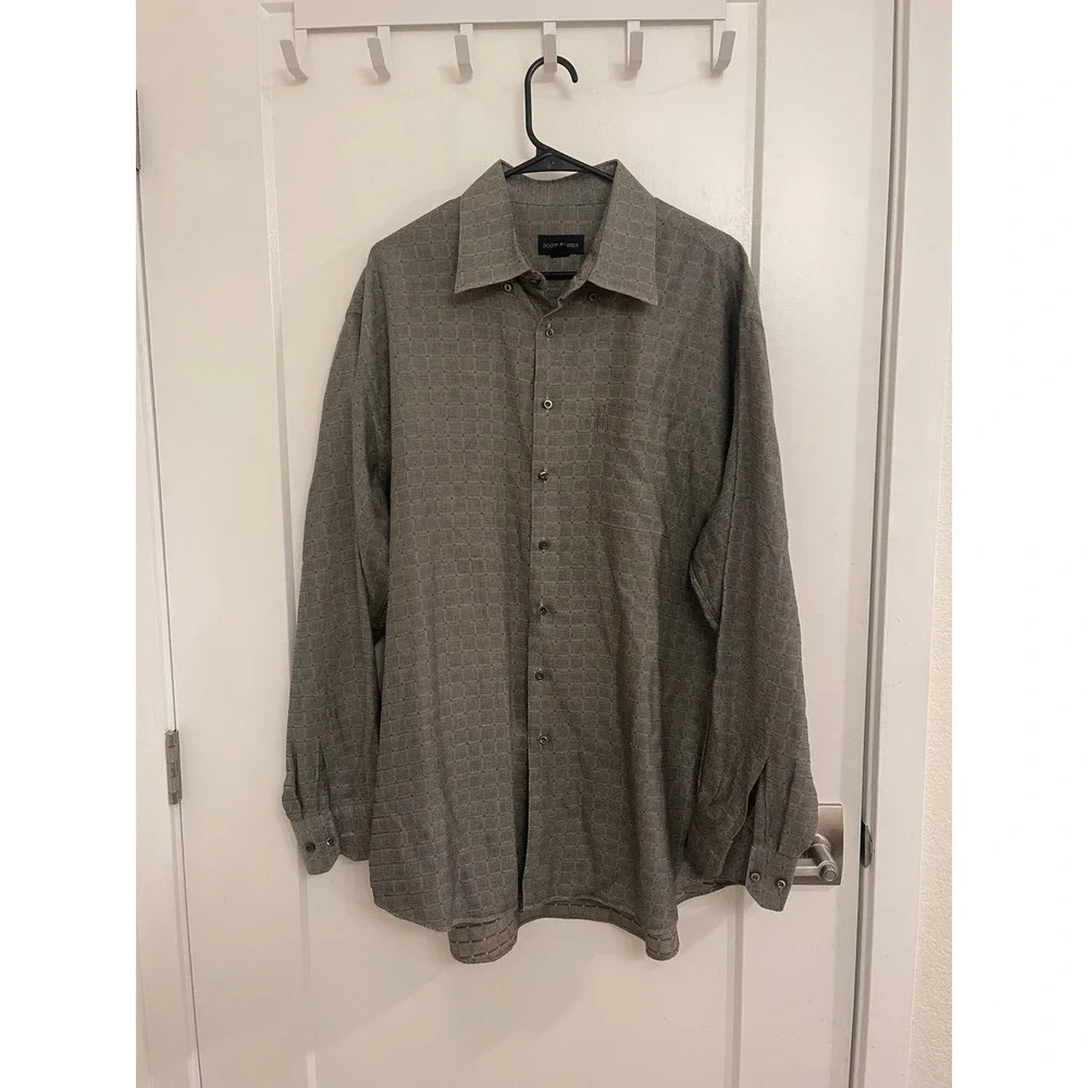 Scott Barber Men's 2XL Preppy‎ Houndstooth Button Up Classic Luxury Shirt